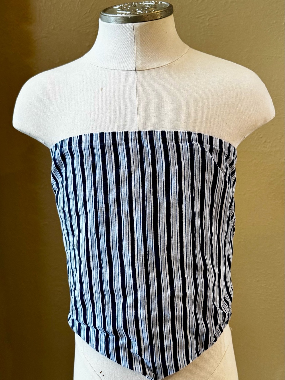 Mango Striped Navy and White Tube Top